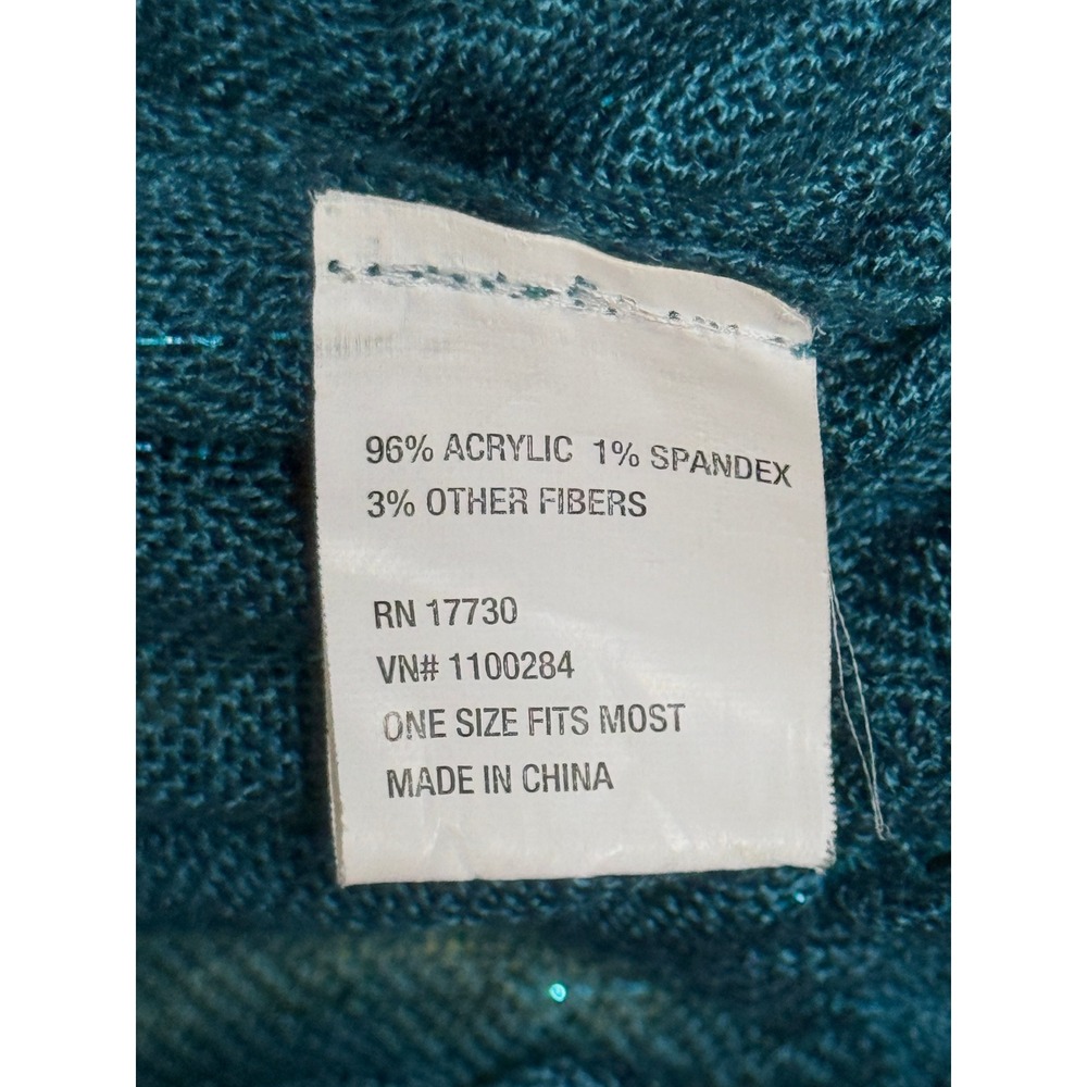 Green Ruffled Metallic Shimmer Ruched Scarf One Size - Picture 2 of 2